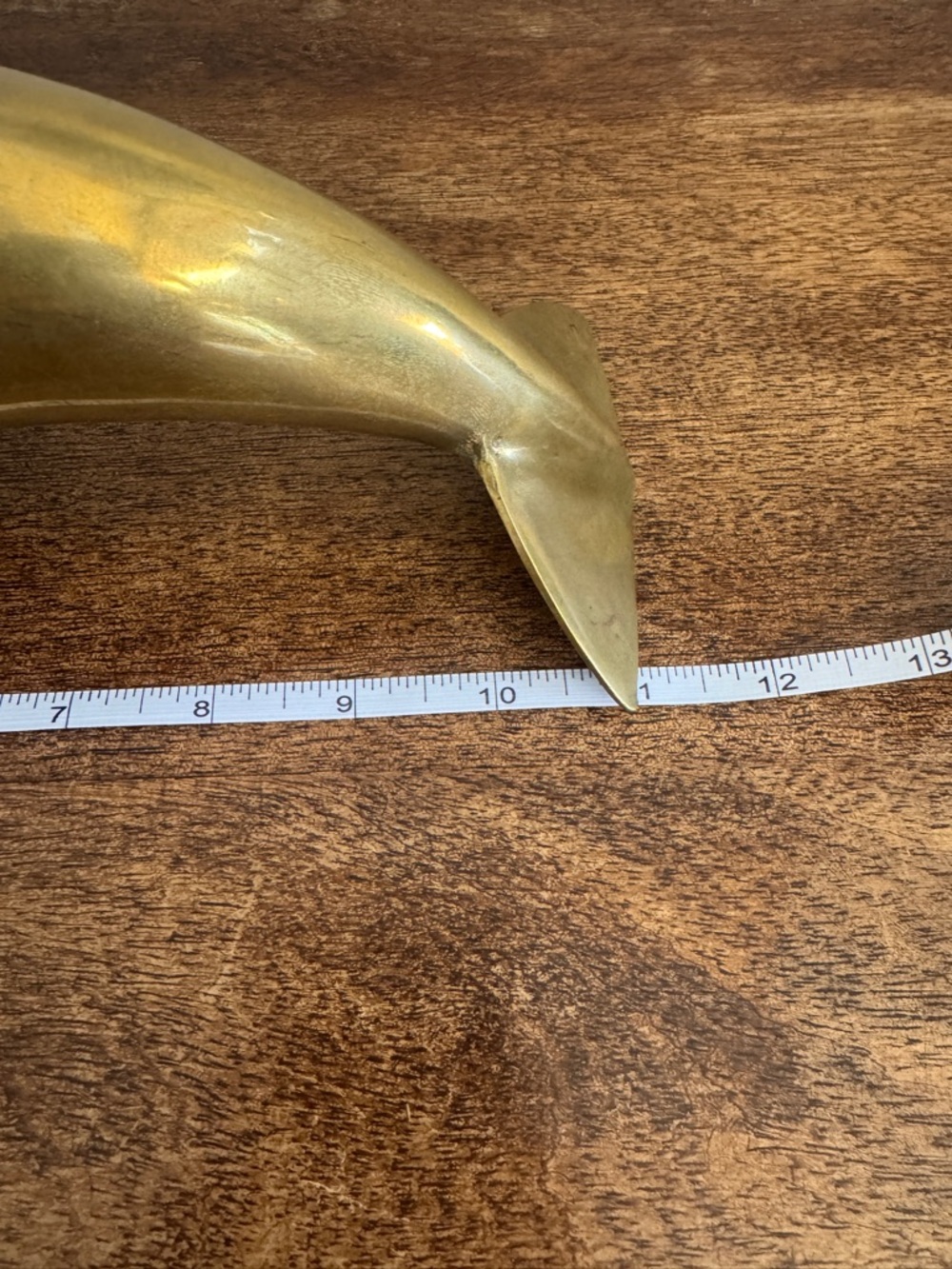 Vintage Solid Brass Dolphin Figurine Mid Century Style 11” Long Nautical  Decor - Picture 8 of 8